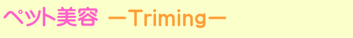 ペット美容 -Triming-